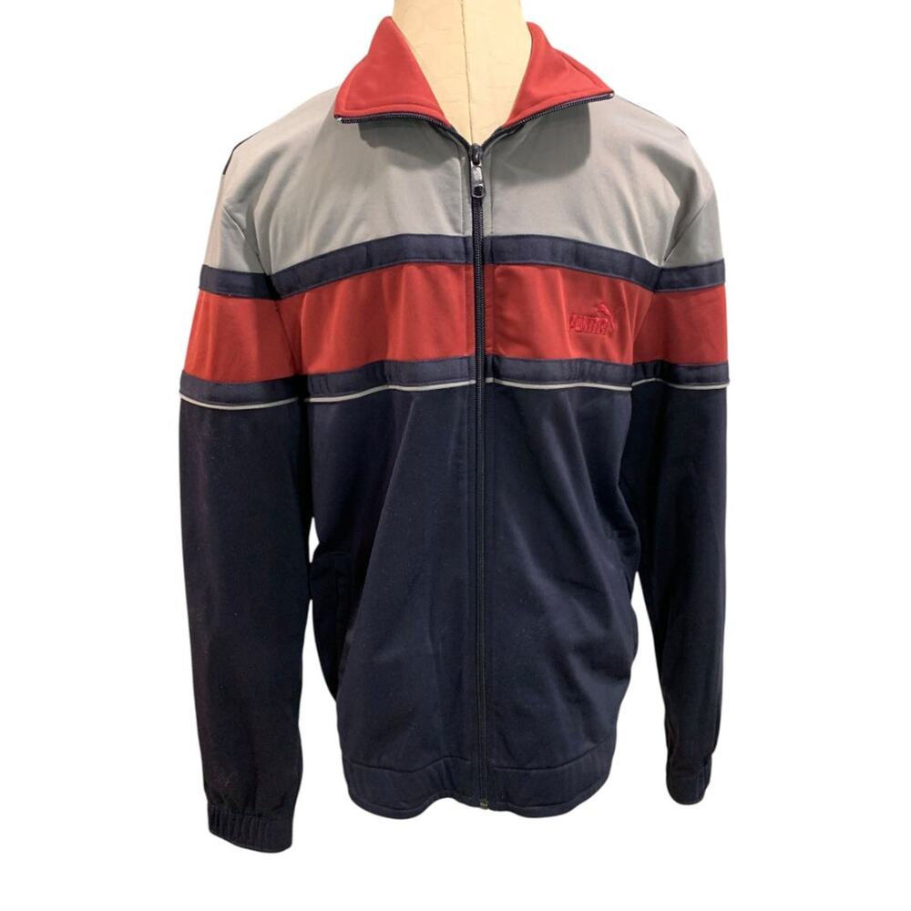 Medium Puma Mens Vintage Full Zip Track Jacket Color Block